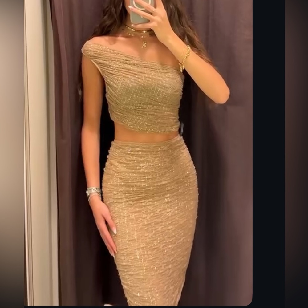 Zara Skirt & Top Rhinestone set XS (Runs Small)